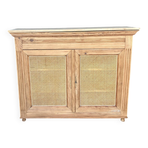 Buffet bois brut et cannage
