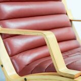 Padded Red Leather High Back AX Lounge Chairs by Hvidt and Molgaard Nielsen