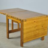 Vintage scandinavian pine drop-leaf dining table, edvin helseth, norway 70s
