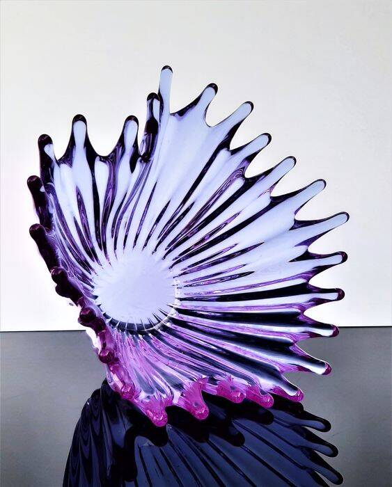 Vase - Large Purple Crystal Cup • Vintage • Cristallerie de Bayel • 1950