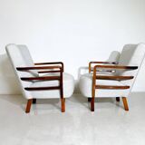 Paire de fauteuils art déco, noyer, hongrie - nouvelle garniture