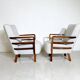 Pair of art deco armchairs, walnut, hungary - new upholstery