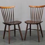 Pair of Drevounia solid beech and plywood veneer chairs, Czechoslovakia, 1970s