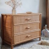Vintage rattan chest of drawers circa 1970s