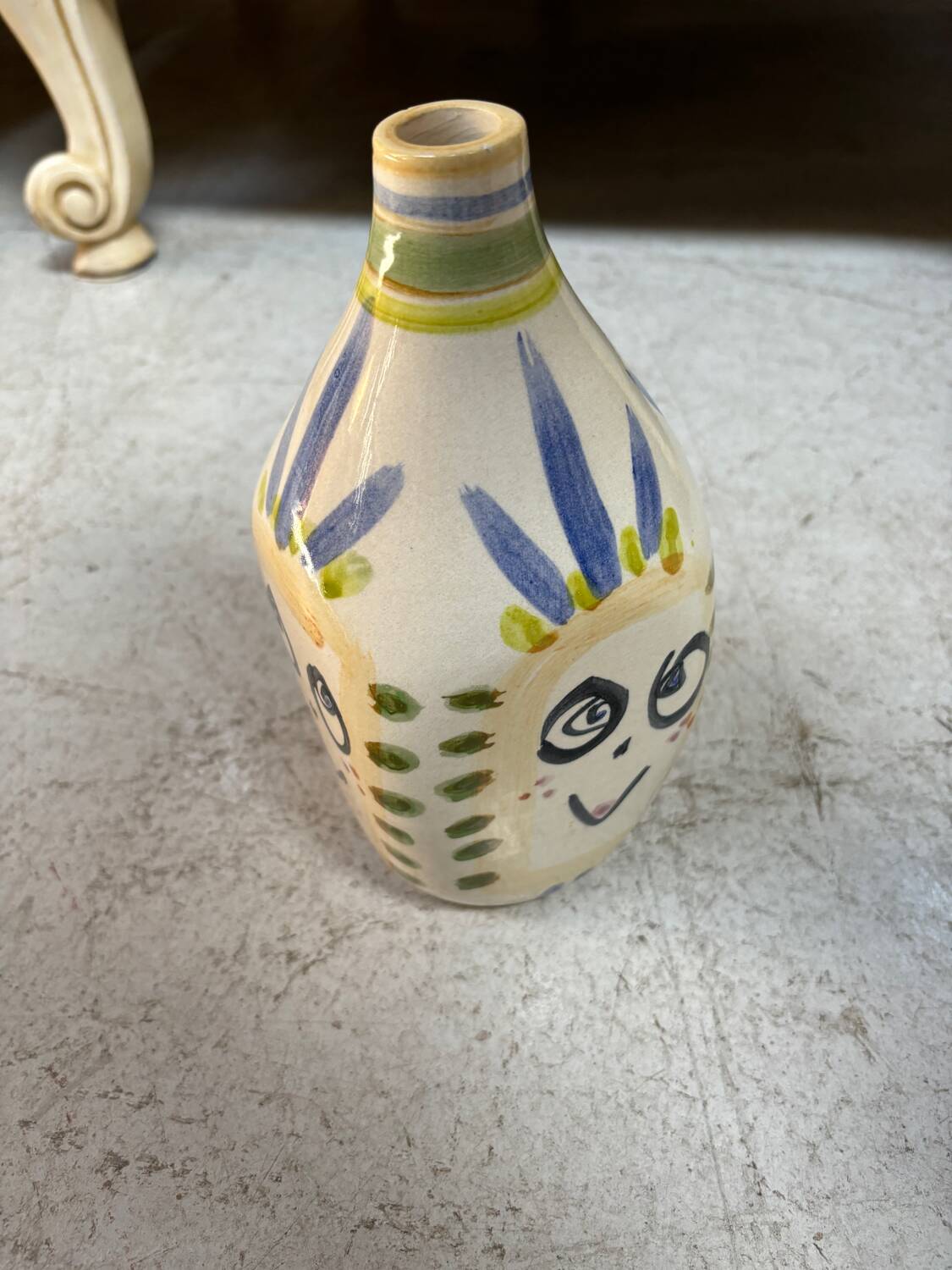ceramic Vase decorated with Face 22cm