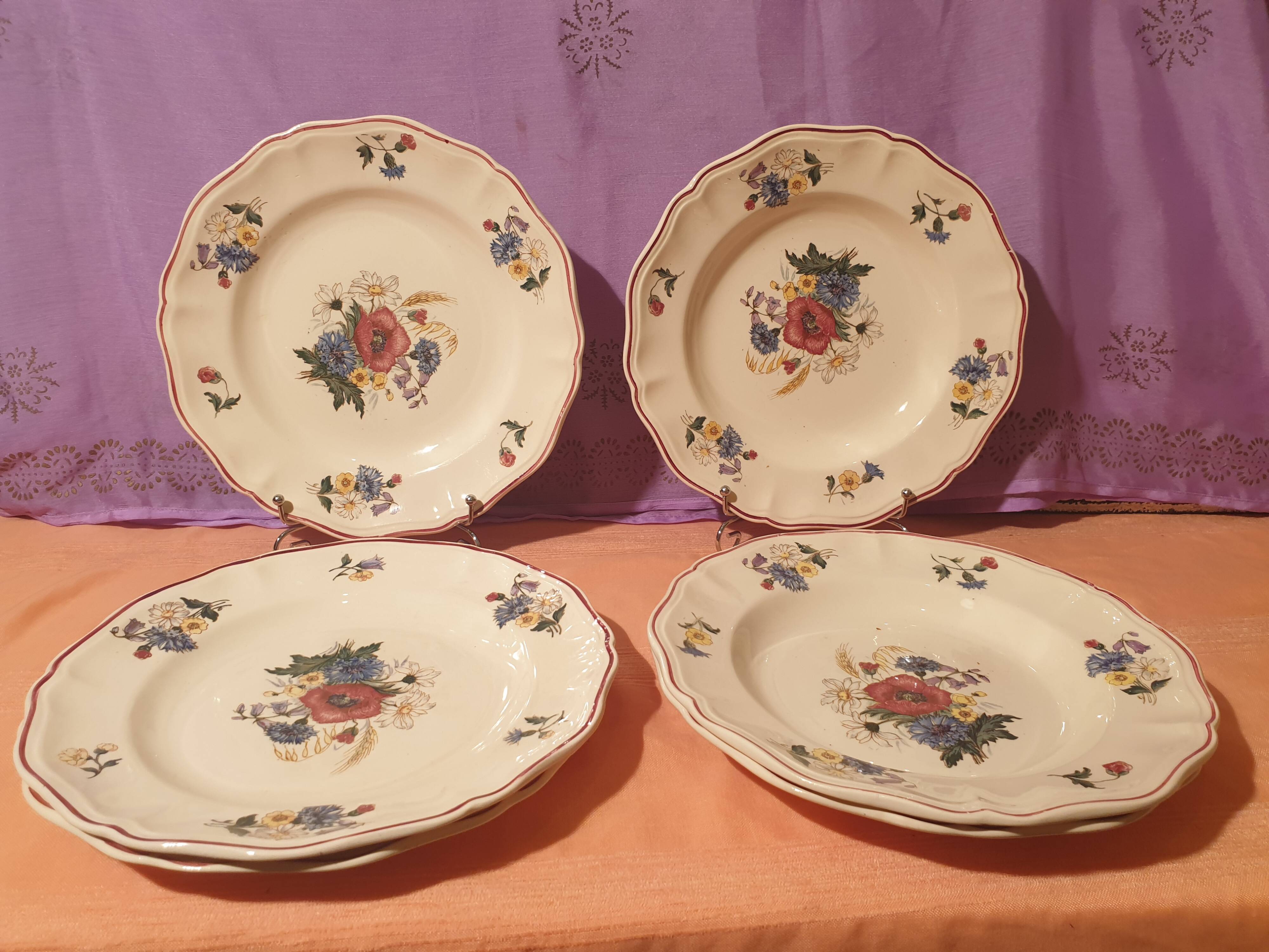 3 flat plates 3 soup plates Agreste Digoin Sarreguemines