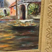 Original Swedish Oil on Canvas – “City and the Lake” by Eric Johan – Vintage & Framed