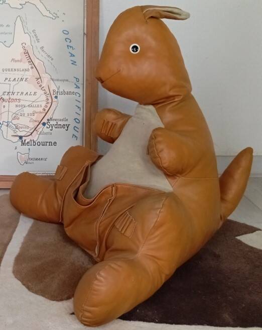 Kangaroo leather magazine rack, 1960s