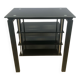 High black metal shelf with 3 tempered glass shelves