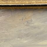 Huile sur carton par Paul Morchain scene de port en Bretagne XXe