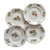 4 polychrome ironstone dessert plates with flowers, KG Lunéville
