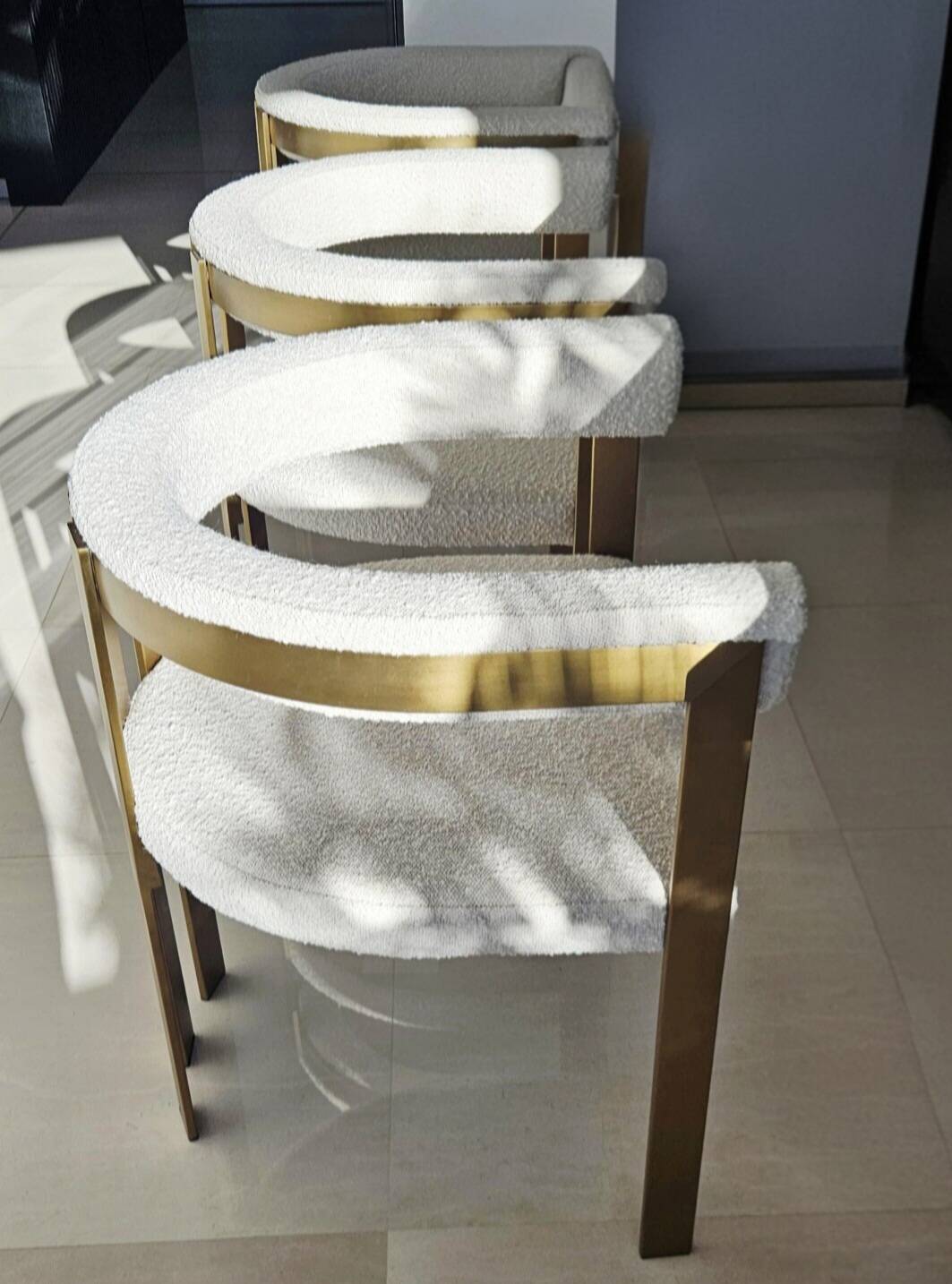 4 Eichholtz Clubhouse Bouclé Cream chairs