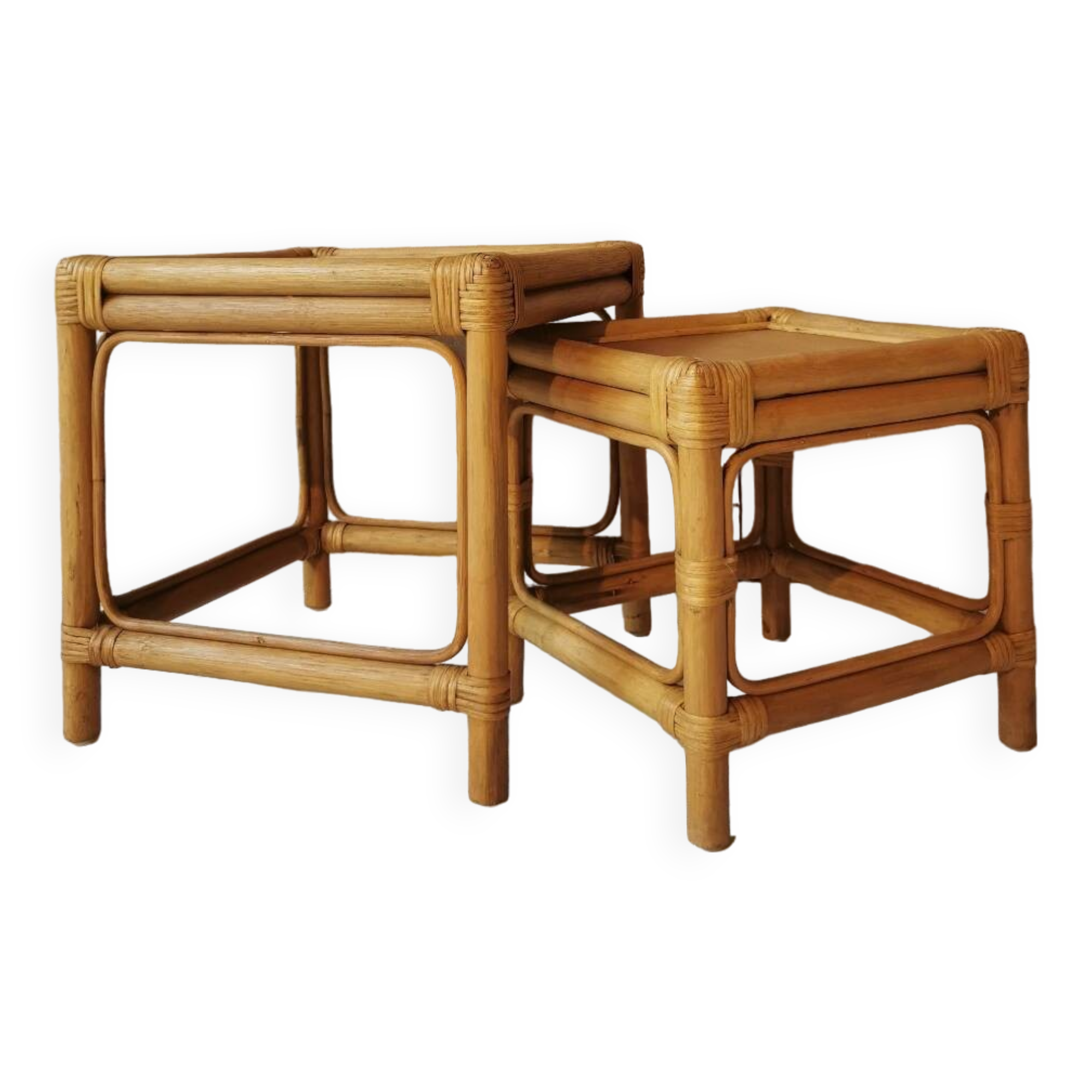 Rattan nesting tables