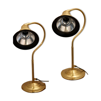 1970's Pair of Statement Lamps in Brass, designed by Jan Wickelgren for Aneta
