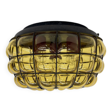 Plafonnier en verre caged de Murano vénitien avec de grandes bulles, années 1960.