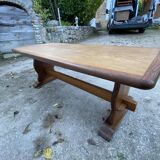 Rustic oak farmhouse coffee table, monastery style, 1950s