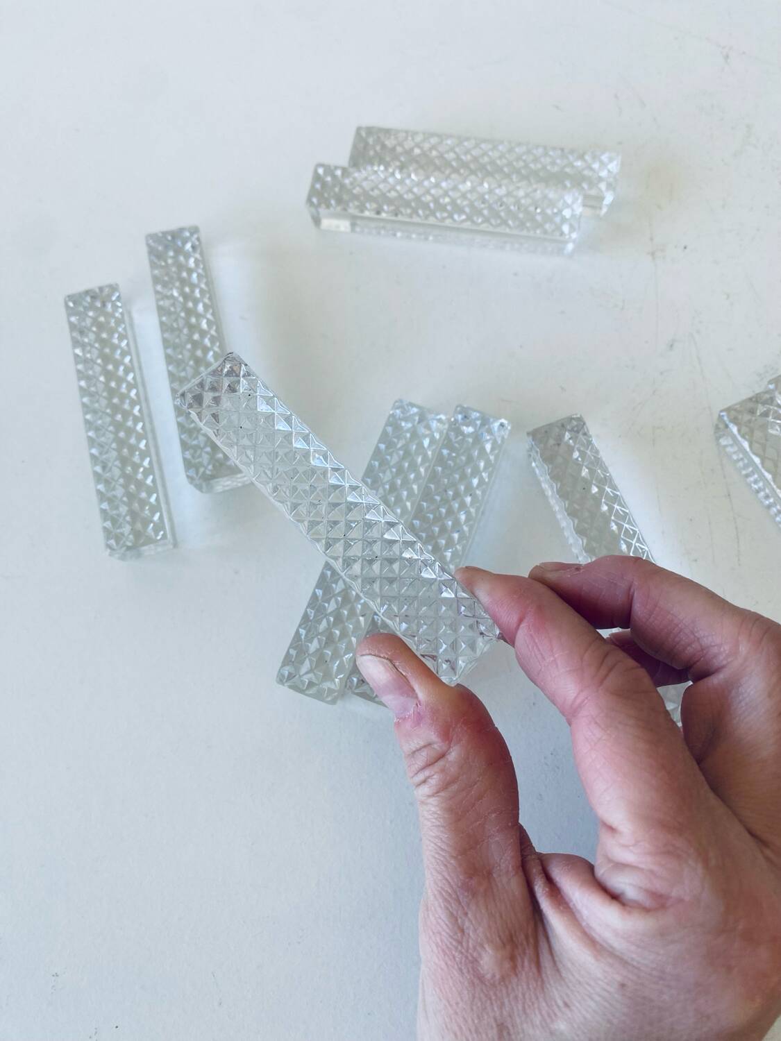 10 old crystal knife holders