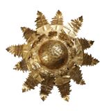 Vintage sunburst ceiling light, gold, floral pattern, 50s brutalism