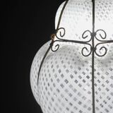 Amazing large Venetian lantern in Murano reticello glass, 1940s