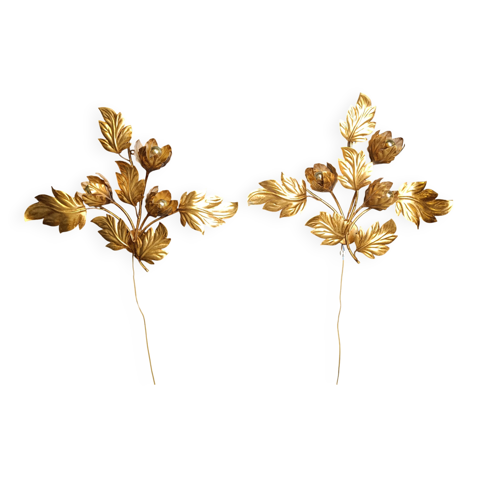 Pair of Vintage leaf wall lights by Hans Kögl, 1970s