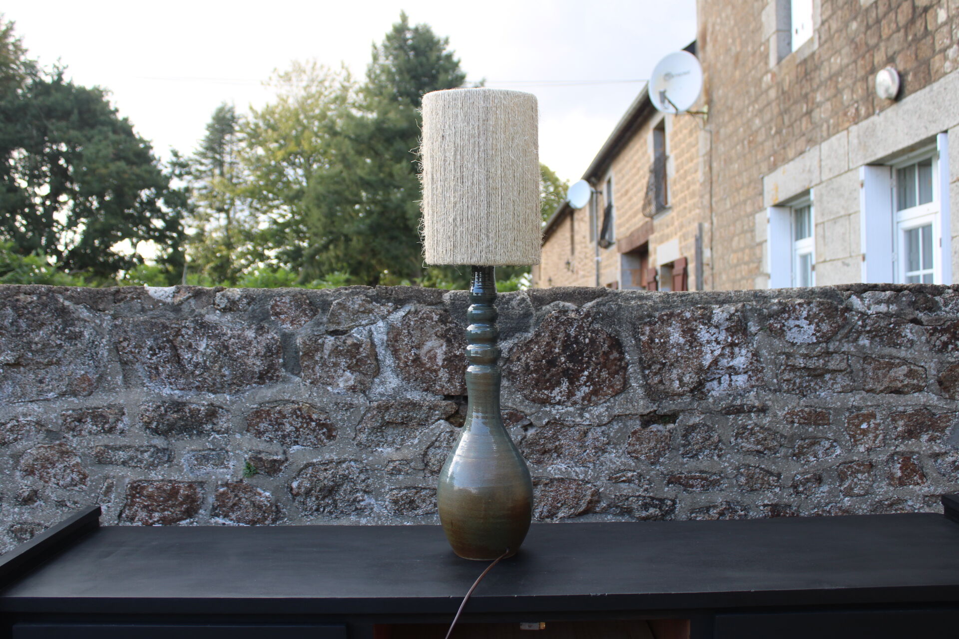 Ceramic lamp and rope shade