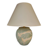 Matt green table lamp and birds in relief