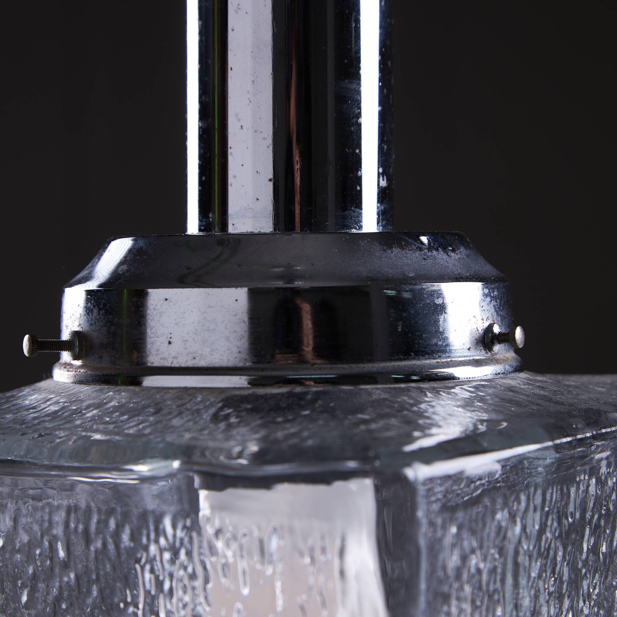 Art Deco Dappled Glass Cuboid Pendant, 1960s