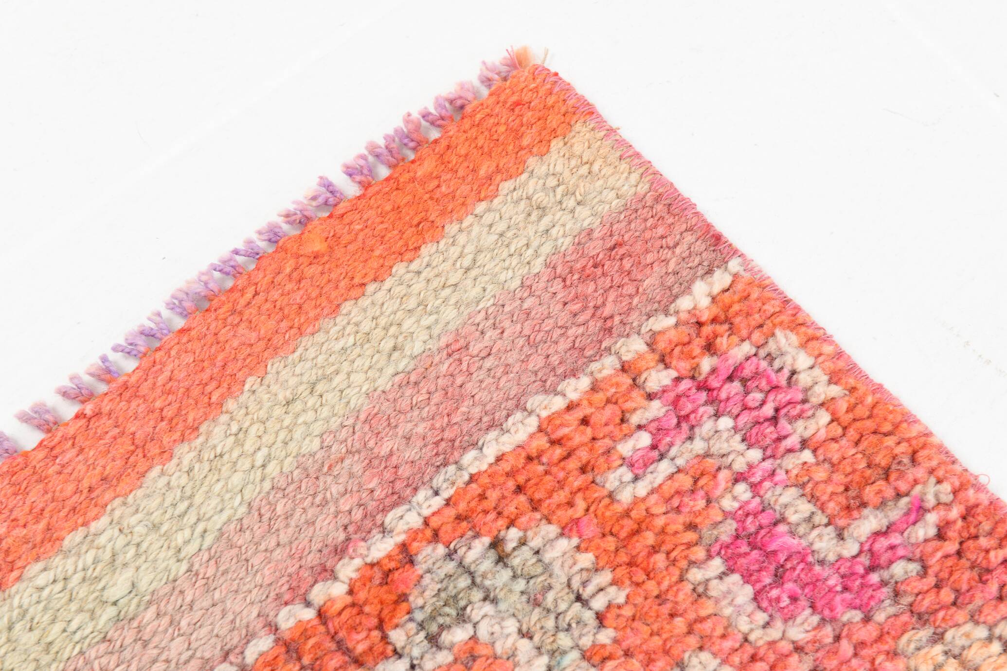 Pink & Orange Vintage Turkish Runner Rug, 103x326Cm