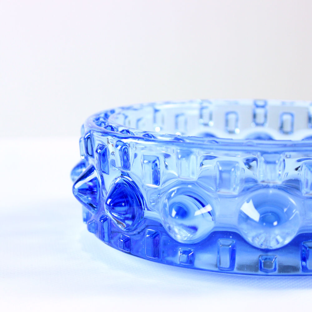Midcentury bowl in blue glass, design by Frantisek Pečený, czechoslovakia 1960s