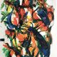 Composition abstraite orange et verte, gouache sur papier, 1989