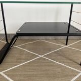 Roche Bobois metal and glass coffee table with magazine rack from the 50s