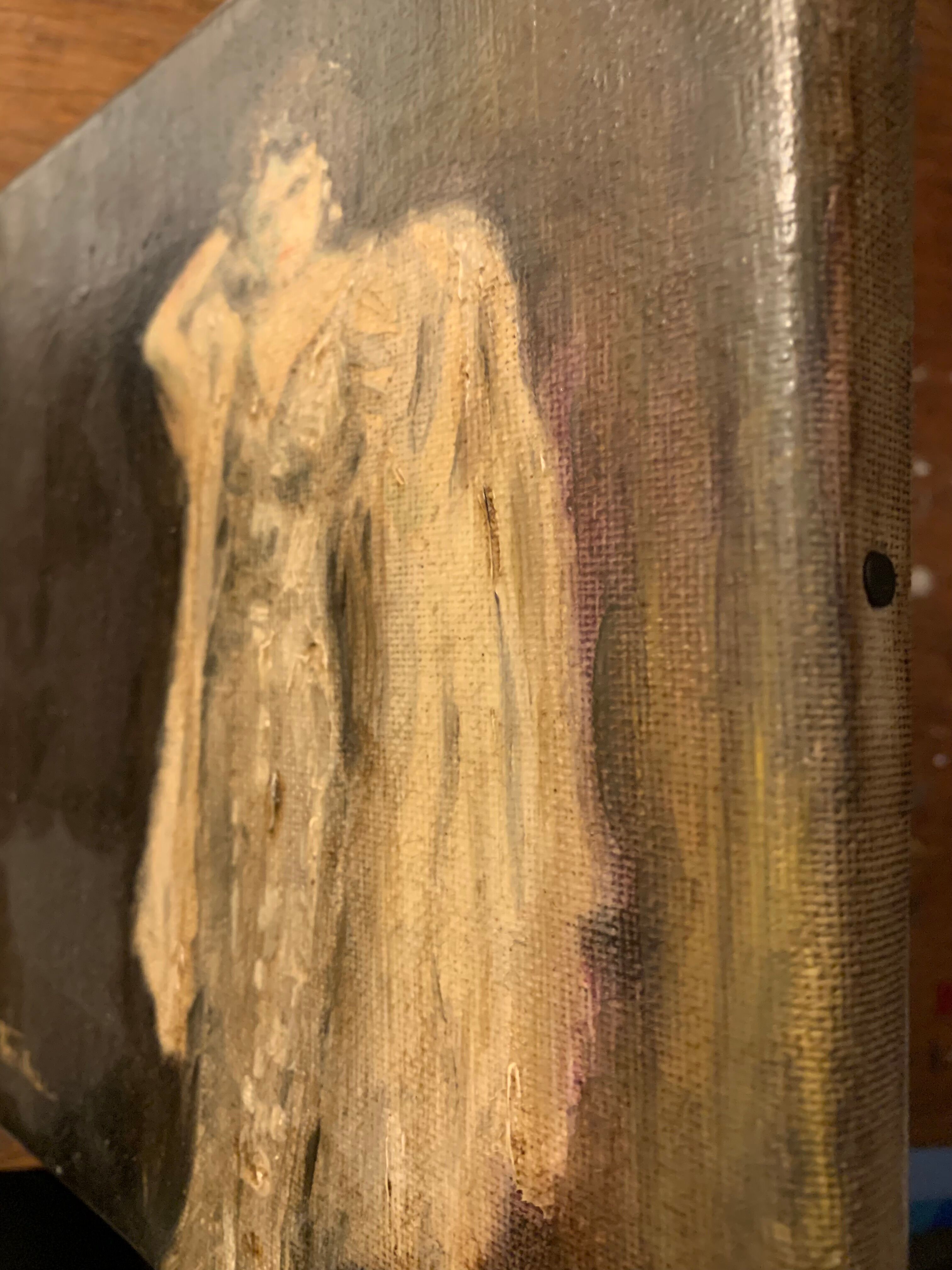 Oil on canvas signed female portrait the belle époque