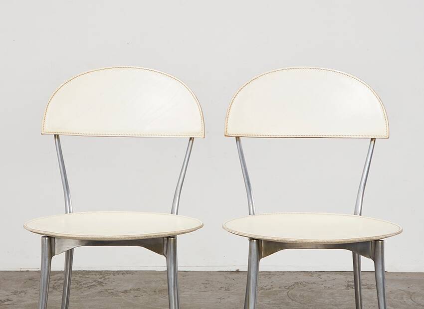 Enzo Mari Pair of Tonietta Chairs + Trevi Table for Zanotta Italy 1985