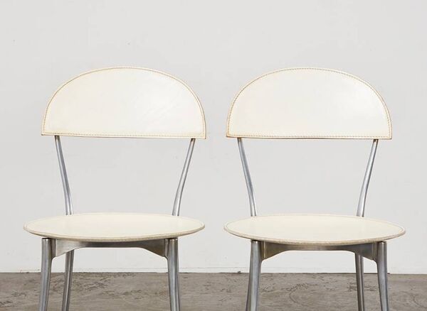 Enzo Mari Paire de Chaises Tonietta + Table Trevi pour Zanotta Italie 1985