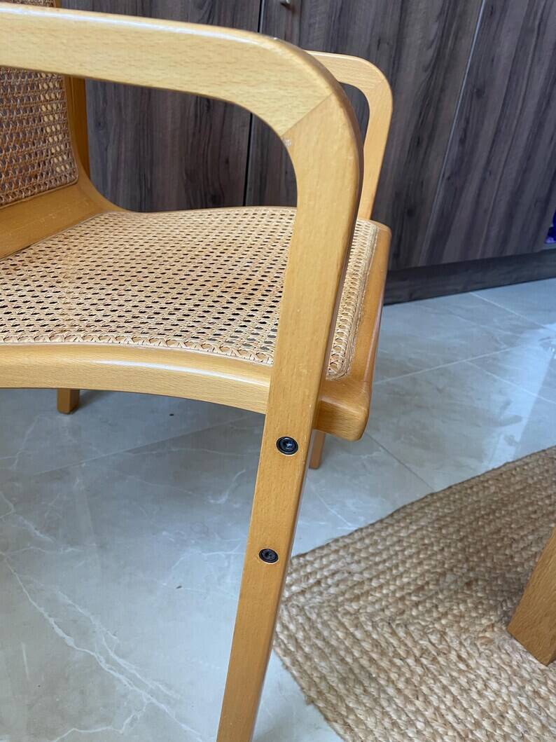 Vintage cane armchair – Pietro Olivo style / 70s-80s