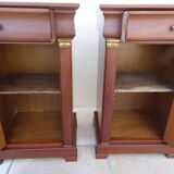 2 bedside tables in solid cherry wood, one drawer, one door with knob
