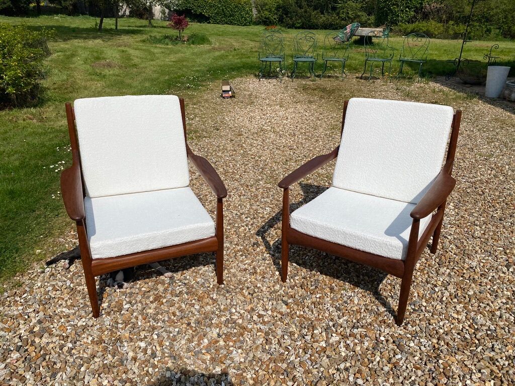 Pair of Scandinavian teak armchairs