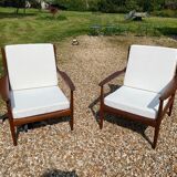 Pair of Scandinavian teak armchairs