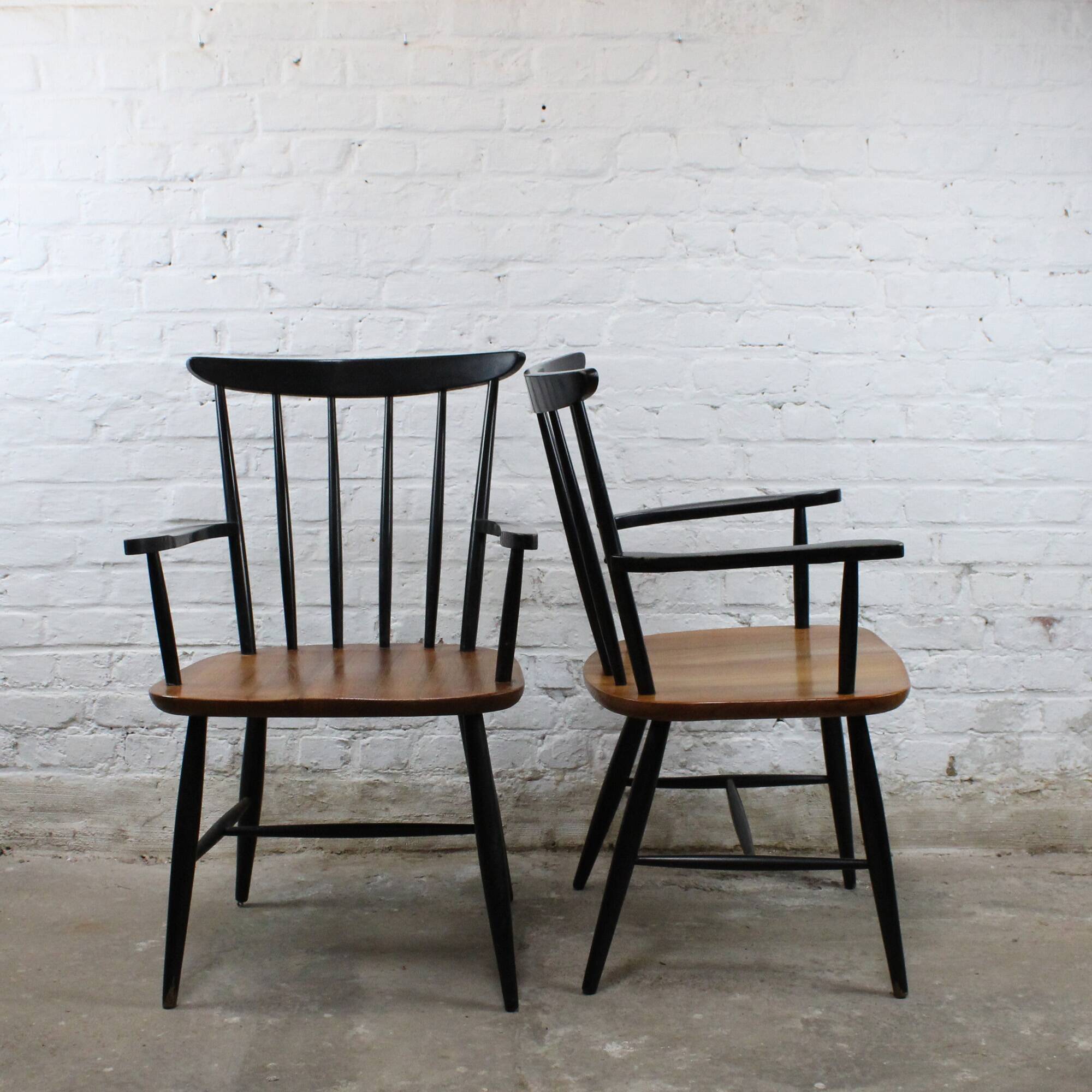 Pair of vintage Scandinavian-style bridge armchairs