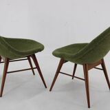 1960s Pair of Restored Shell Chairs in Bouclé, Czechoslovakia