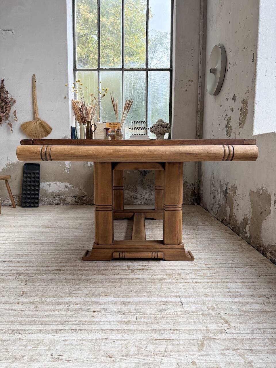 Table de repas chêne 1940 Dudouyt 240cm