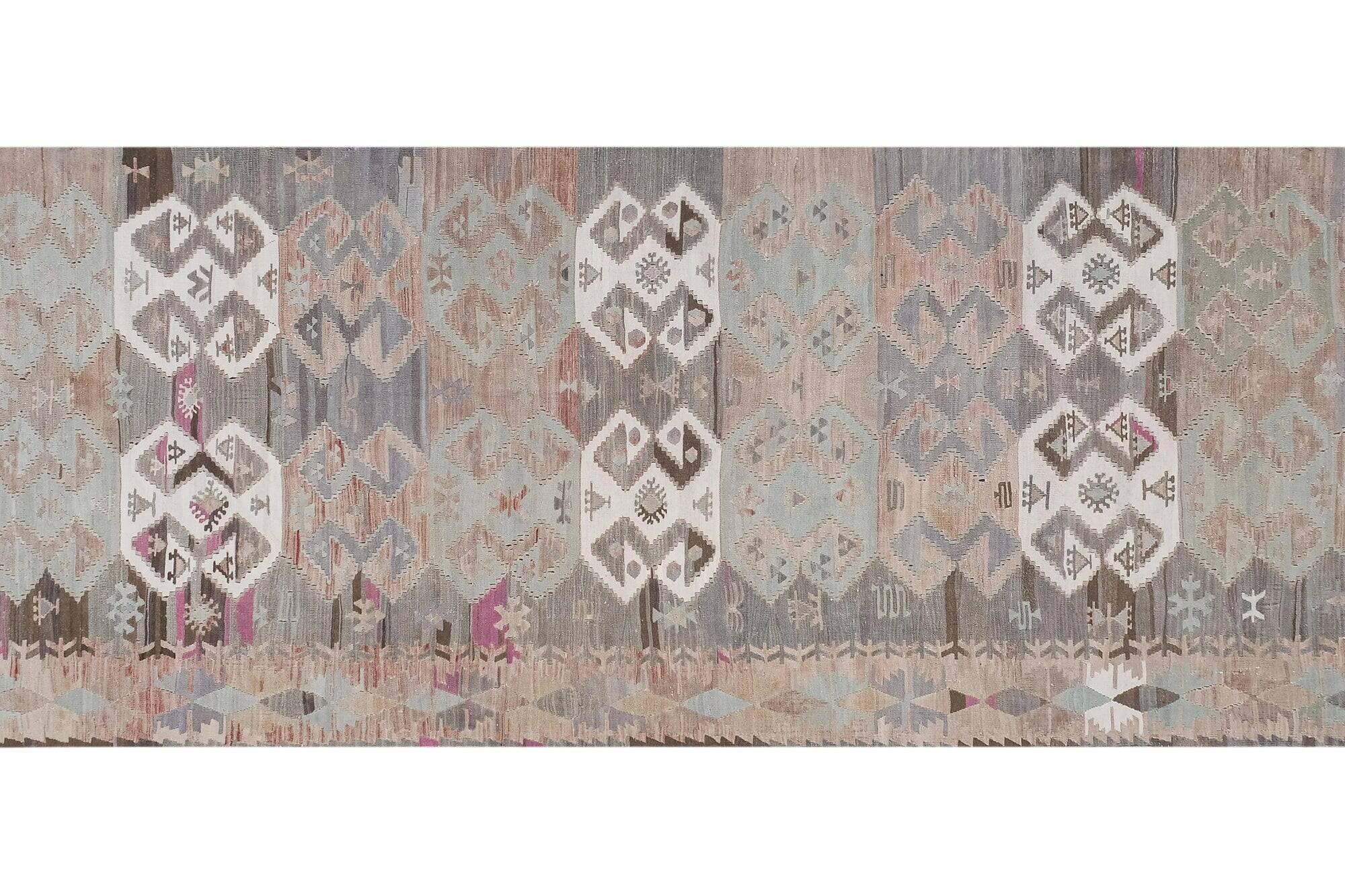 Vintage Turkish hallway rug 142x419 cm