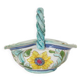 Pocket tray in the shape of a basket in italian ceramic