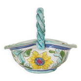 Pocket tray in the shape of a basket in italian ceramic