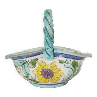 Pocket tray in the shape of a basket in italian ceramic