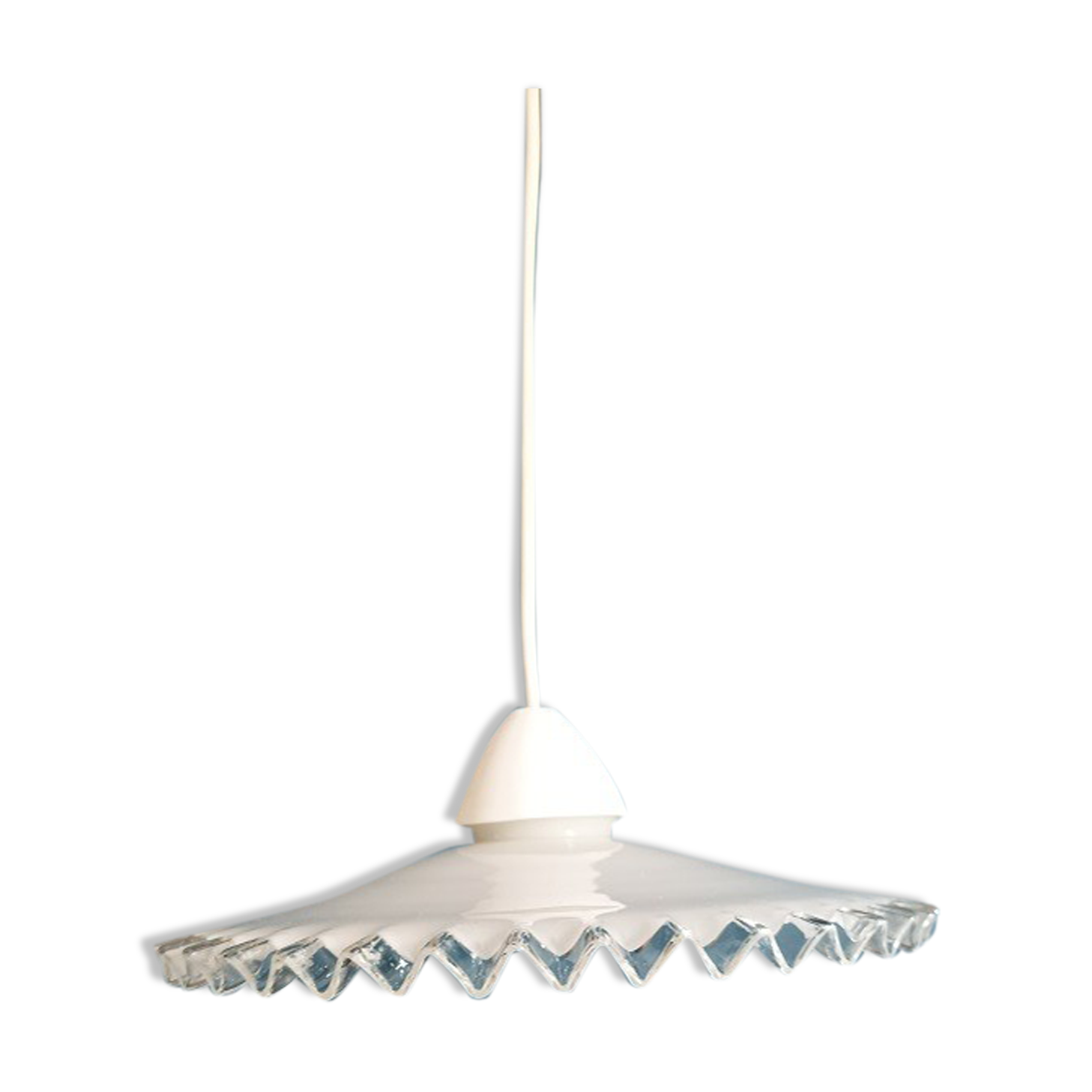 Suspension corolla glass opaline transparent serrated edge Dp 0523021