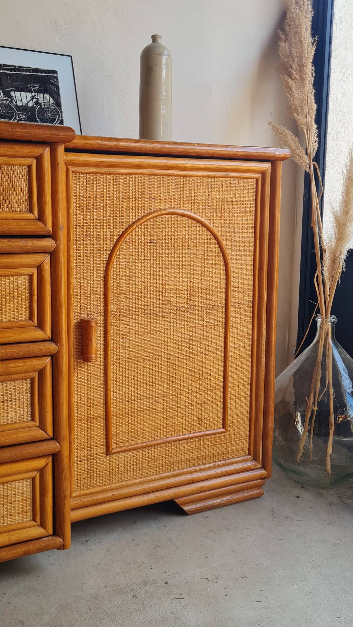 Enfilade en rotin, circa années 70