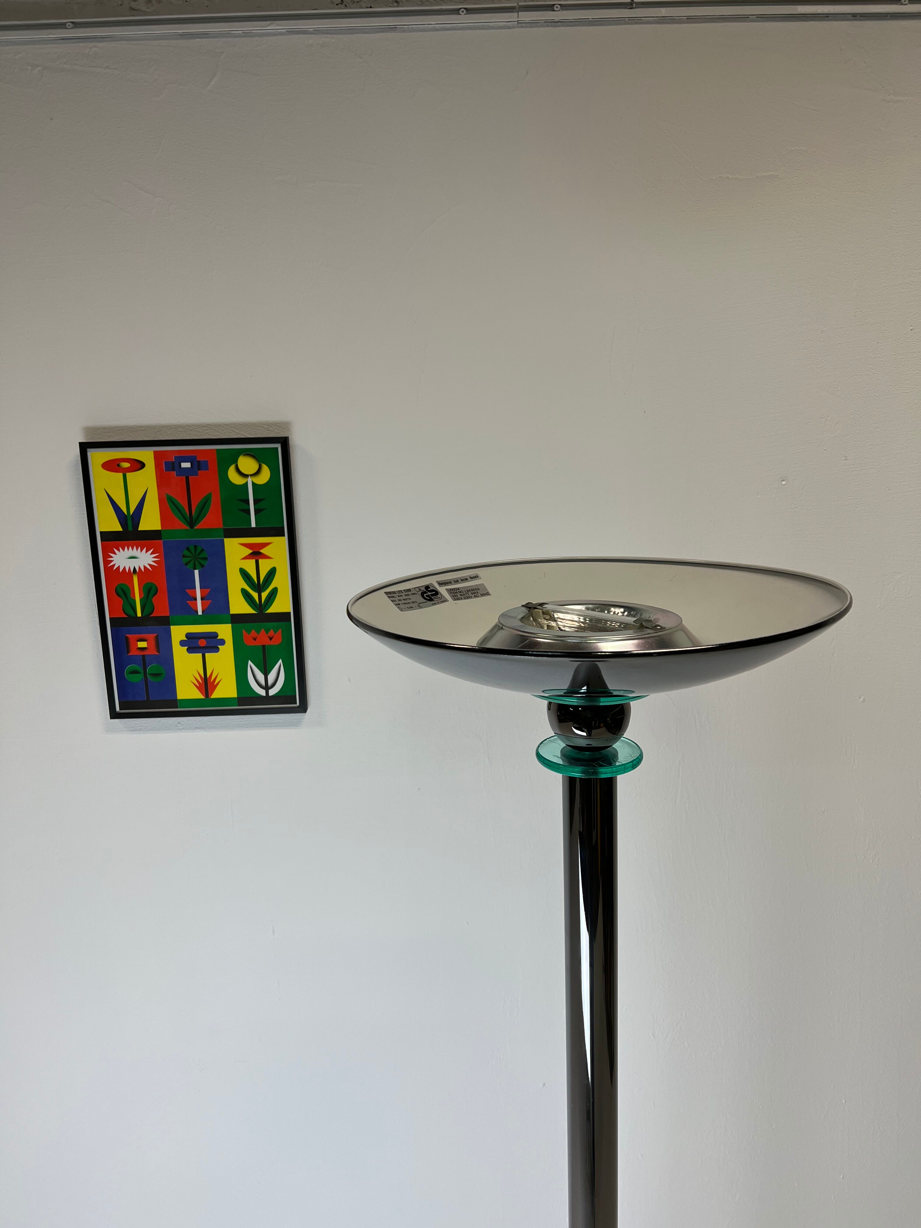 Floor lamp, 80s silver metal