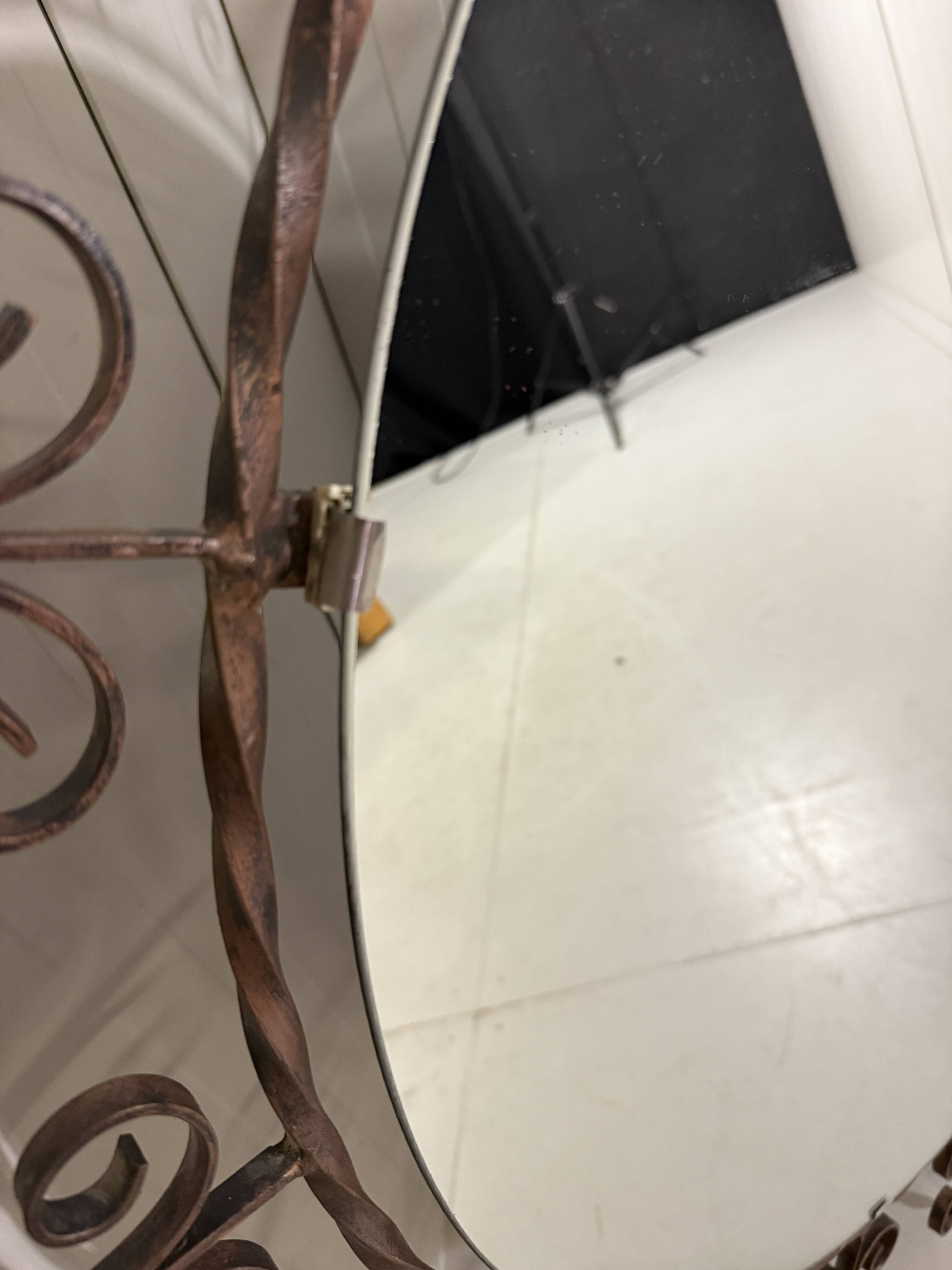 Huge round wrought iron wall mirror 1960’s