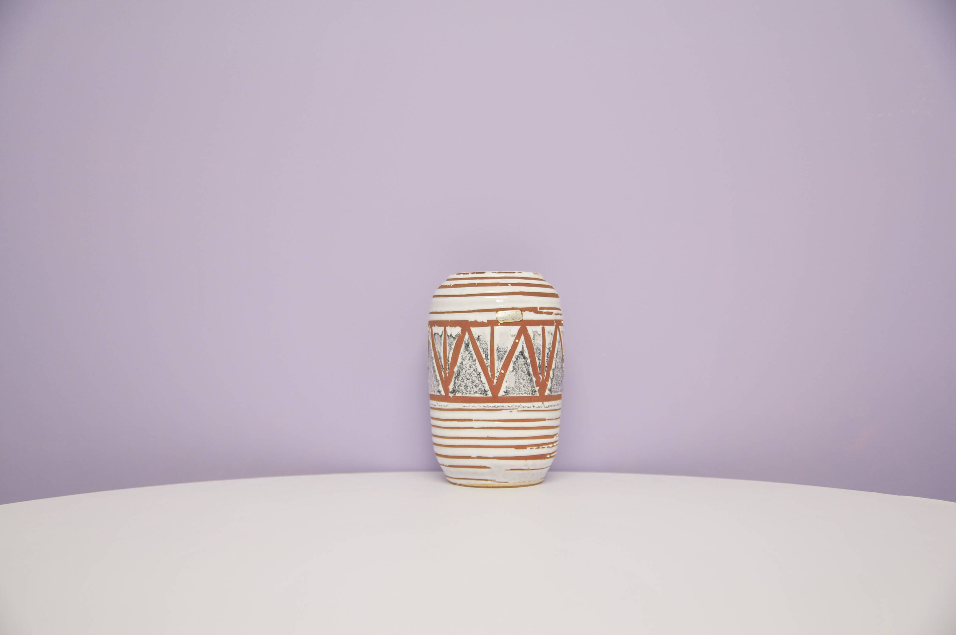 Vintage medium white geometric west germany vase scheurich